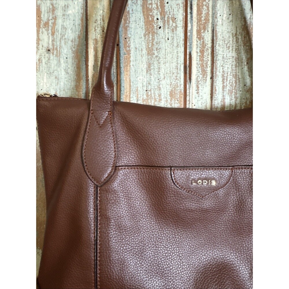 LODIS Large Brown 100% Pebble Leather Exterior - Polyester Inside Shoulder Bag - Picture 3 of 13